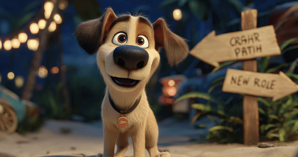dog being happy and successful in searching the right job for him